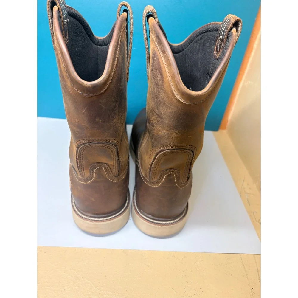 Ariat Mens 11EE Brown Leather Composite Toe Wedge Sole Work Boots